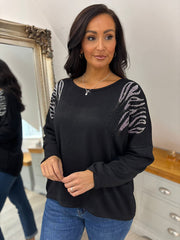 Black Animal Pattern Knit Louisa