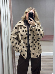 Stone Polka Dot Fleece Jacket Kiera
