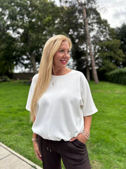 Winter White Drawstring Hem Top Judy