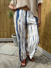 Navy Brushed Stripe Trousers Sadie