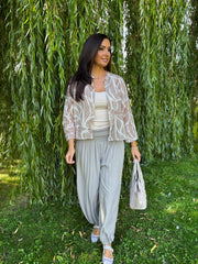 Mocha Abstract Leaf Blouse Hailey