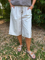 Stone Wide Leg Bead Tie Culottes