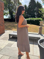 Mocha Bubble Cotton Dress Athena