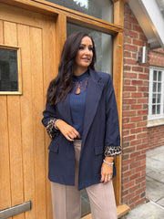 Navy Leopard Lined Blazer Ashley