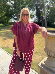 Wine Ruffle Top Mackenzie