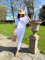 White Bubble Cotton Trouser Set Hayley