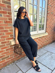 Black Bubble Cotton Trouser Set Jasmine