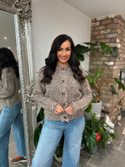 Mocha Premium Fringed Knitted Cardi Opal