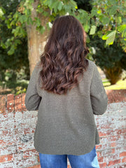 Khaki Boucle Buttoned Coat Isla