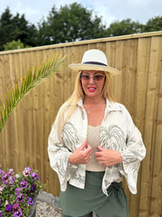 Khaki Coastal Print Shirt Elsa