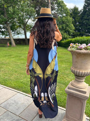 Navy Palm Sketch Dress Kylie