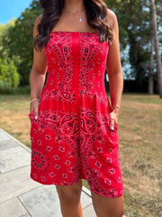 Red Bubble Cotton Paisley Playsuit