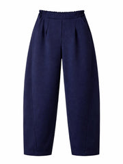 Navy Barrel Leg Trousers