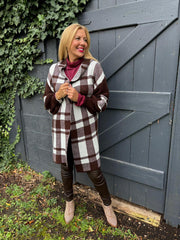Chocolate Check Hooded Cardigan Taylor