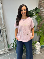 Pink Bubble Cotton Starburst Top Belle