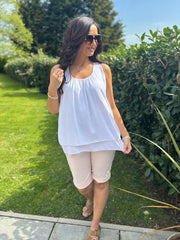 White Crochet Detail Vest Moira
