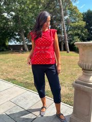 Red Sleeveless Paisley Top Caitlyn
