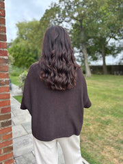 Chocolate V-Neck Reverse Seam Knit Diana