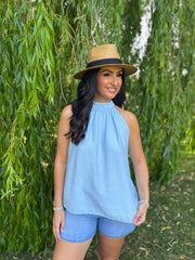 Light Blue Halter Neck Top Bethany