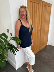 Navy Raw Edge Textured Vest Alesha