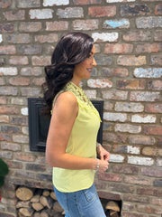 Lemon Crochet Floral Ribbed Vest Olivia