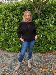 Black Sleeve Detail Knit Top Julia