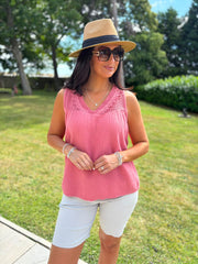 Rose Floral Mesh Bubble Cotton Top Robin