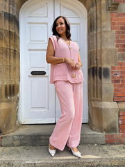 Pink Textured Sleeveless Top Corrina