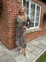 Teal Diamond Shimmer Dress Freya