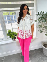 White Floral Lace Blouse Millie