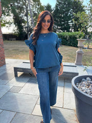 Navy Ruffle Top Maisie