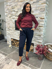 Navy Frill Pocket Trousers Sasha