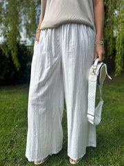 White Sparkle Wide Leg Pull On Trousers