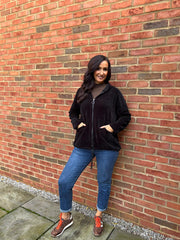 Black Chenille Zip Hoodie Mia