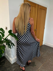 Navy Striped Dress Odette