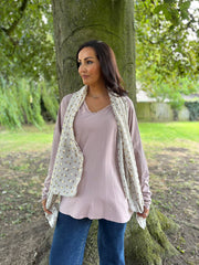 Pink Fringed Neck Top Donna