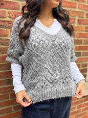 Grey Cosy Diamond Knit Sofia