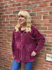 Wine Chenille Zip Hoodie Carrie
