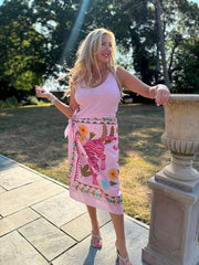 Pink Longline Tiger Bloom Wrap Skirt