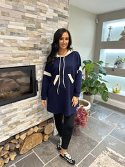 Navy Hooded Sweat Dress Jodie
