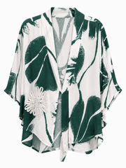 Green Applique Leaf Print Jacket Diana