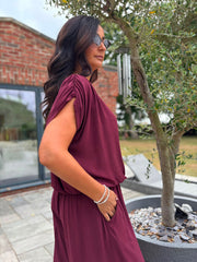 Wine Two Piece Trouser Set Sara