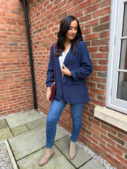 Navy Pinstripe Take You Anywhere Jacket