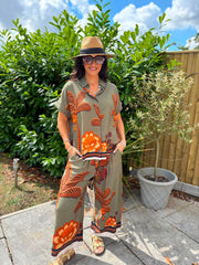 Khaki Tropical Print Shirt Maya
