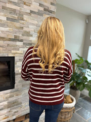 Wine Stripe Cardigan Dora