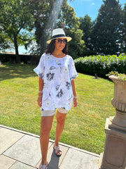 White Floral Pattern Top Hattie
