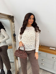 Winter White Floral Lace Net Top Isabella