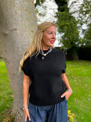 Black Ribbed Detail Knit Petra