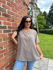 Mocha Polka Dot Top Everly