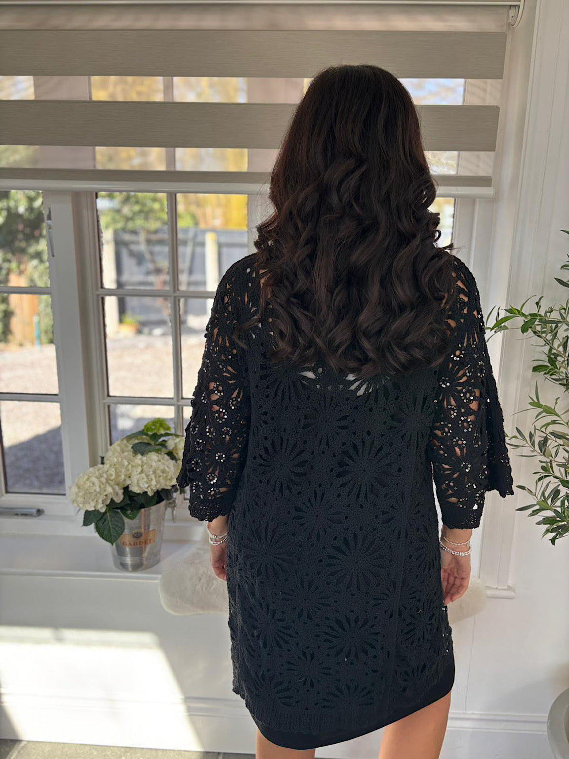 black crochet dress zara Black Sequin Crochet Dress Zara – Tillett's